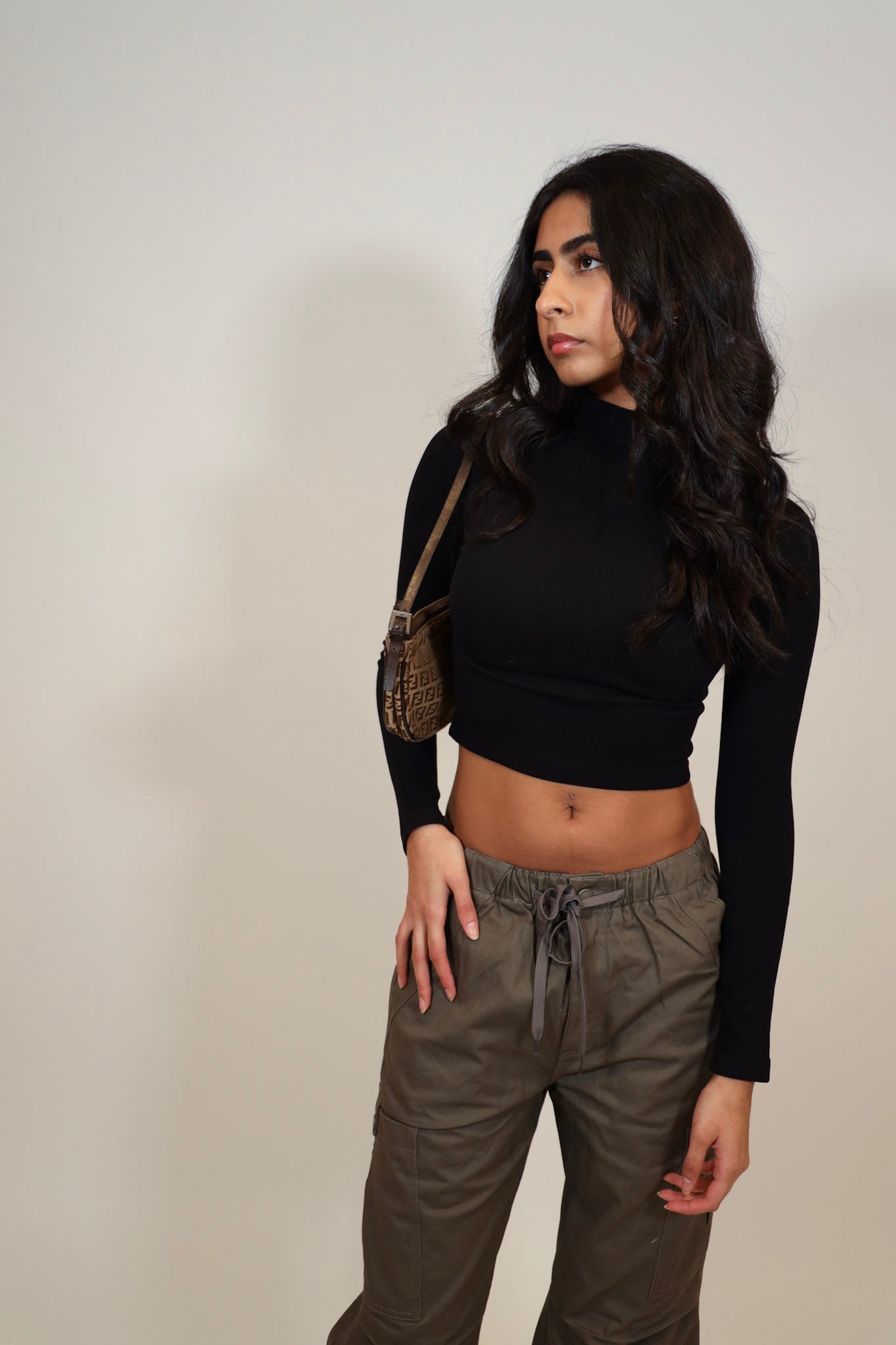 Mock Neck Ribbed Long Sleeve Crop Top