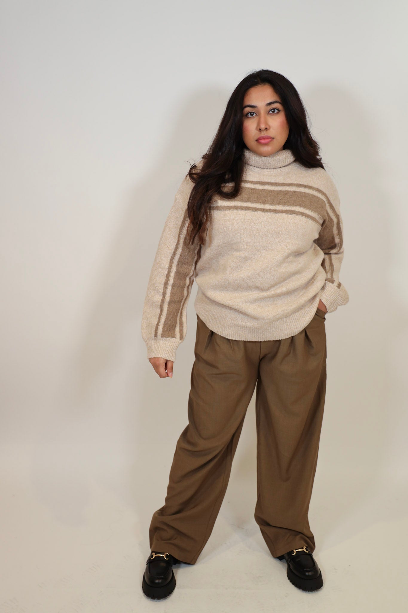 Turtle Neck Sweater with Stripe