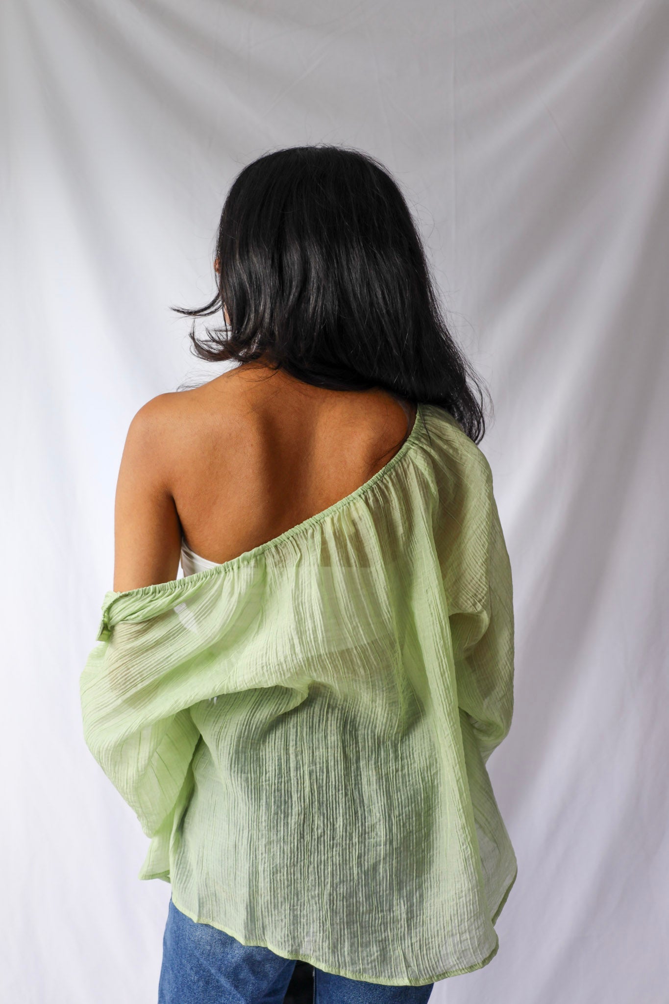 Lime Sheer Button Down