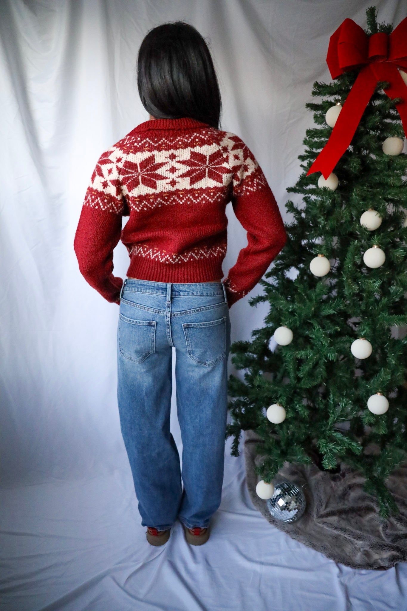 Nordic-Inspired Burgundy Knit Sweater
