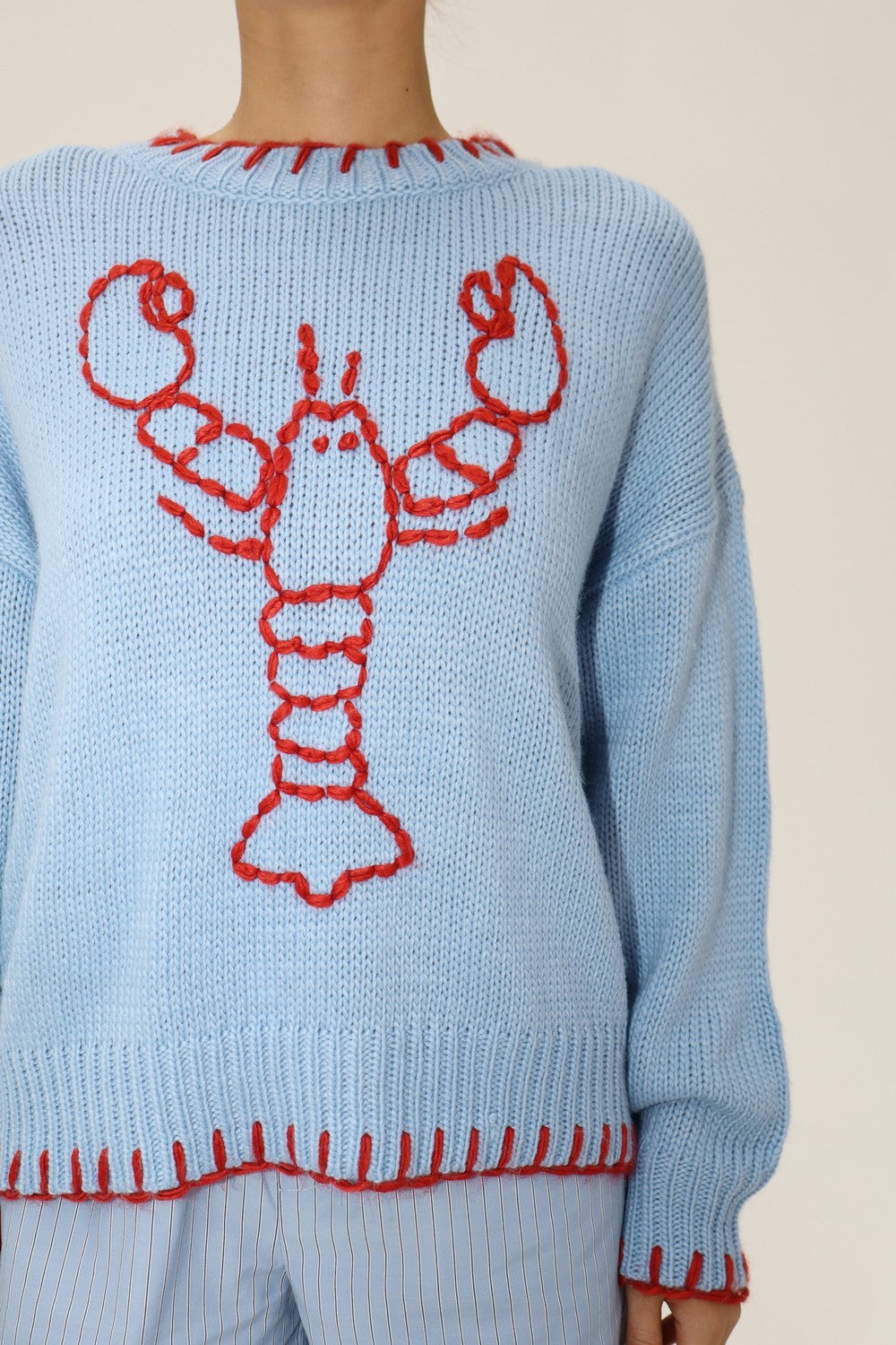 Baby Blue Lobster Knit Sweater