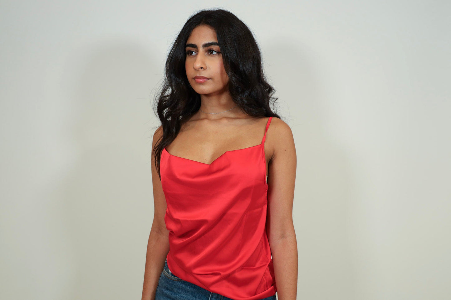 Satin Cowl Neck Cami Top