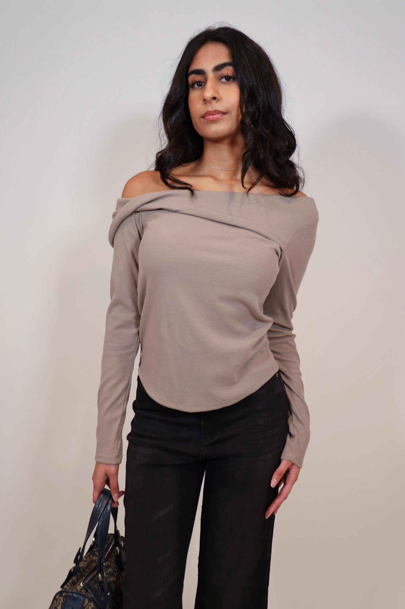 Ribbed Twist Off the Shoulder Top