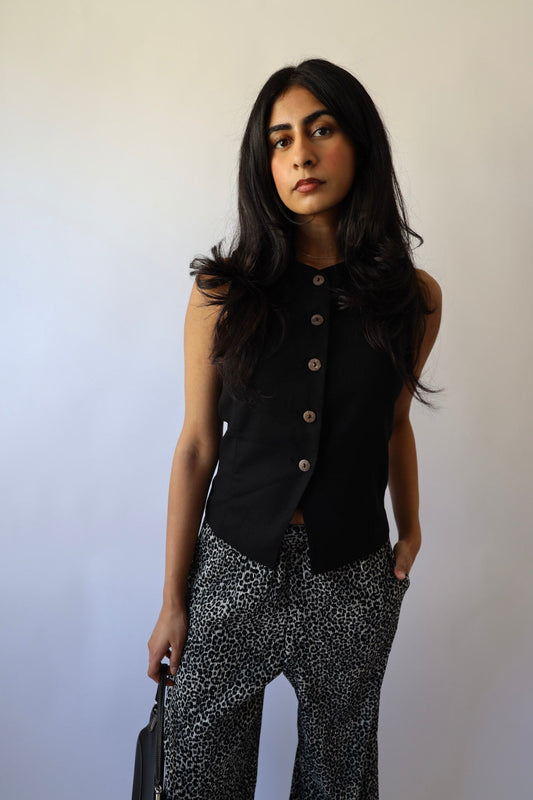 Linen Button Waistcoat Vest