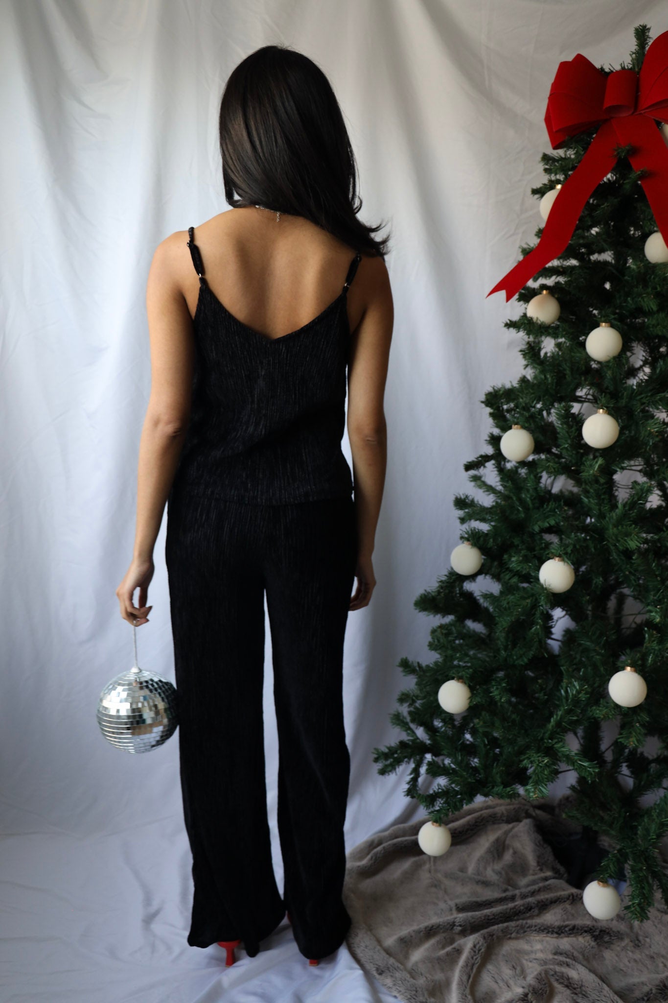 Velvet Cowl Neck Pant Set