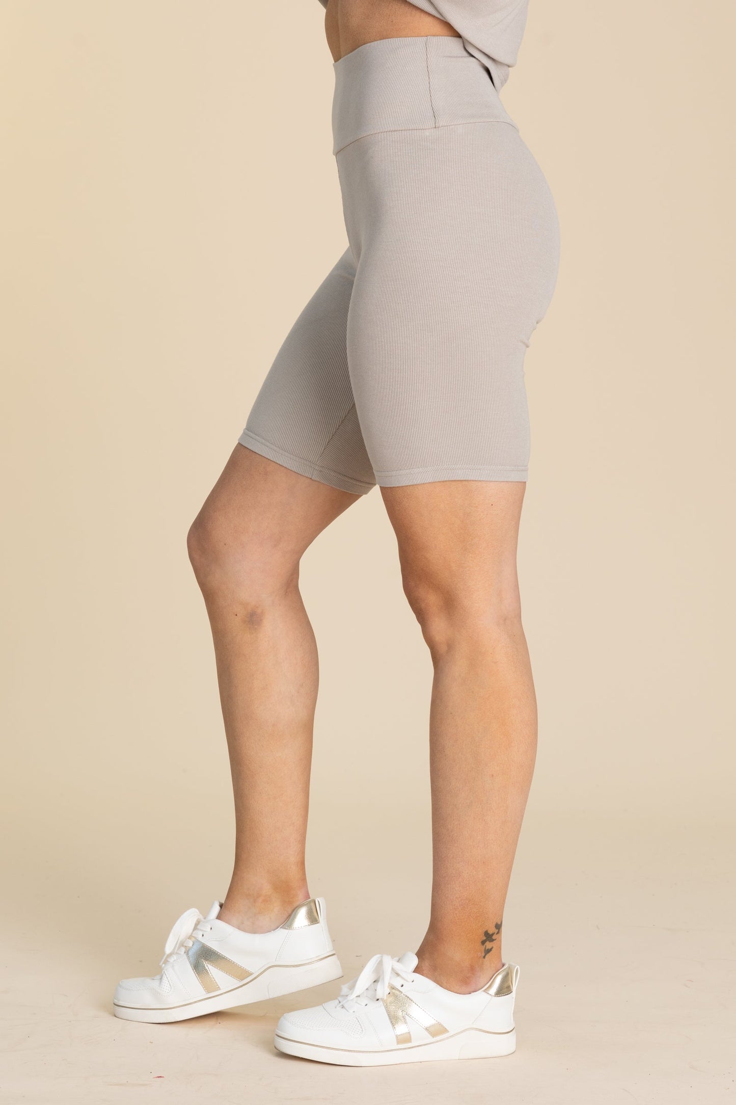 Babyrib Knit High Rise Yoga Shorts