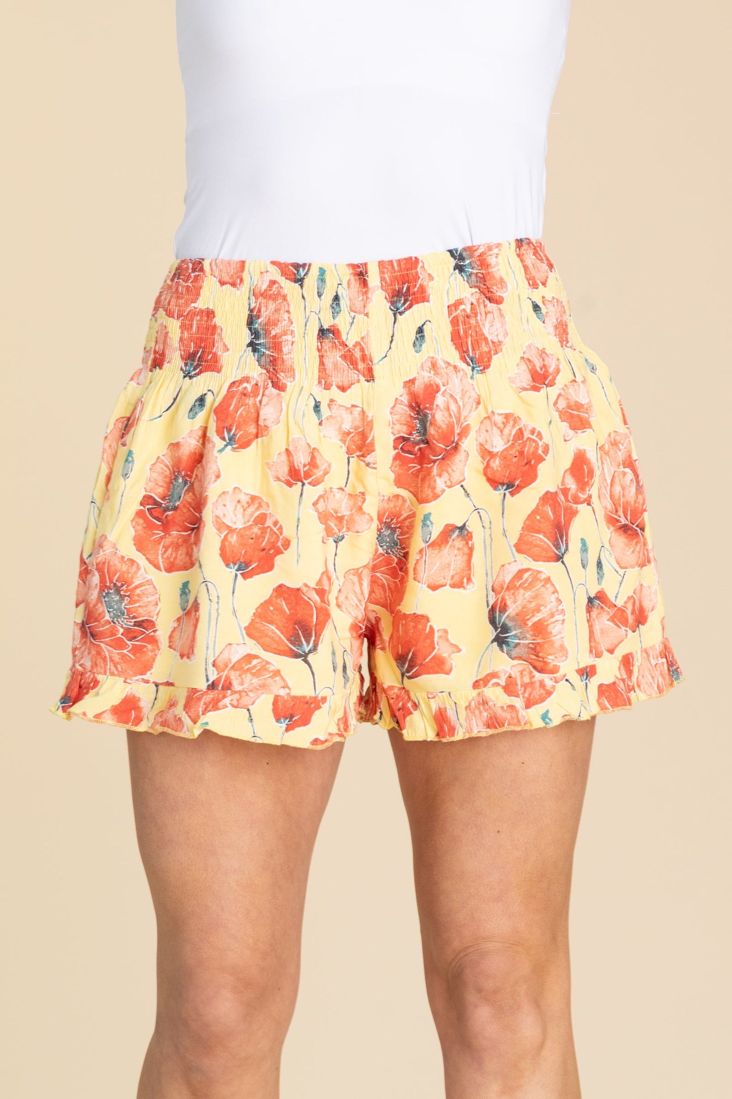 Floral Smocked Ruffled Shorts