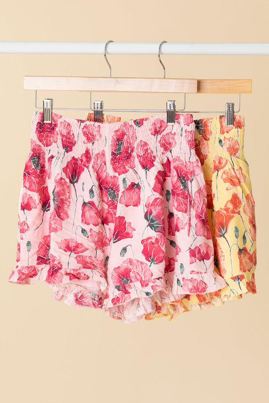 Floral Smocked Ruffled Shorts