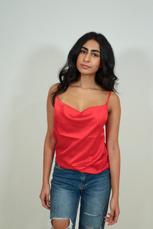 Satin Cowl Neck Cami Top