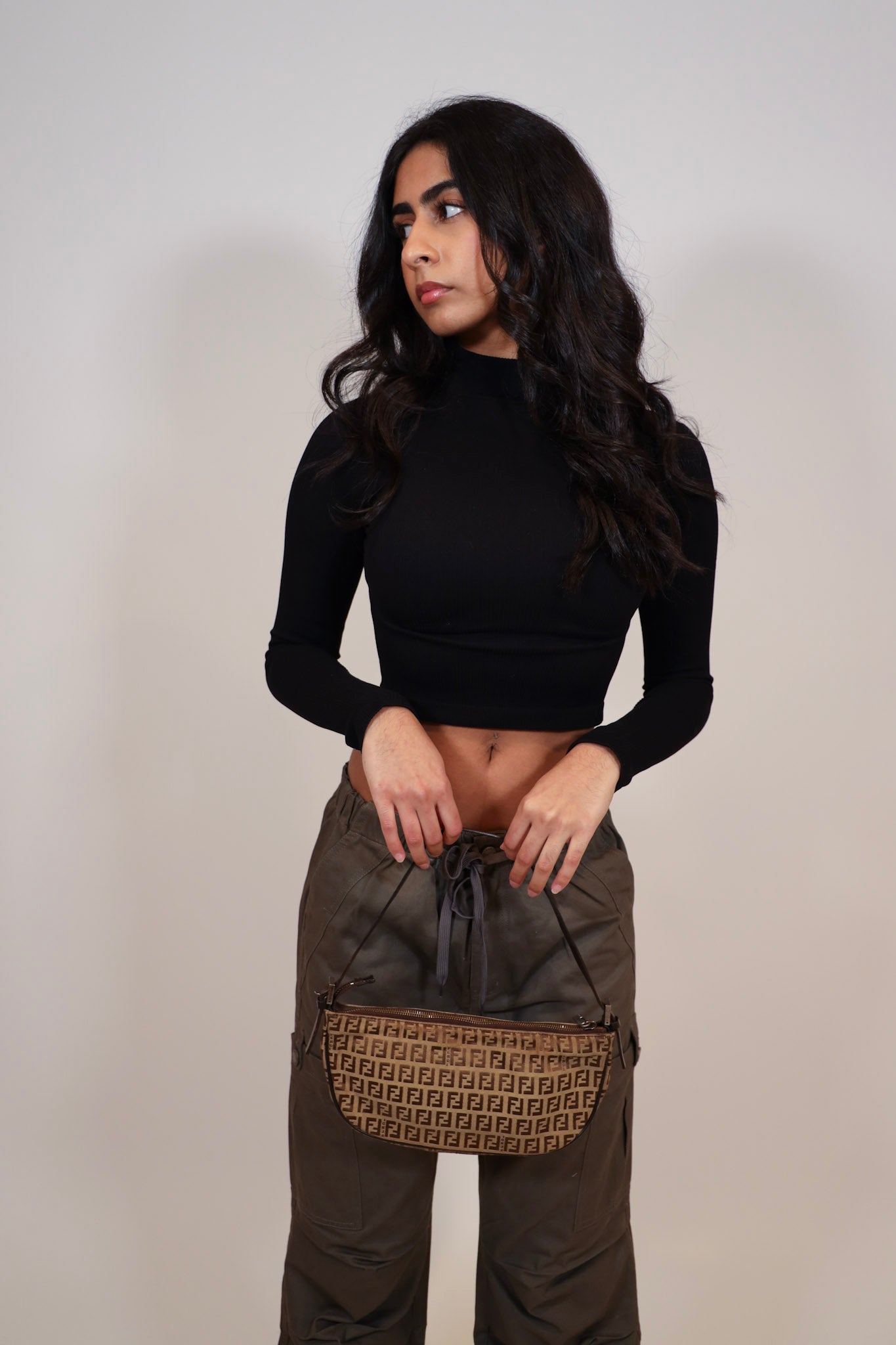 Mock Neck Ribbed Long Sleeve Crop Top