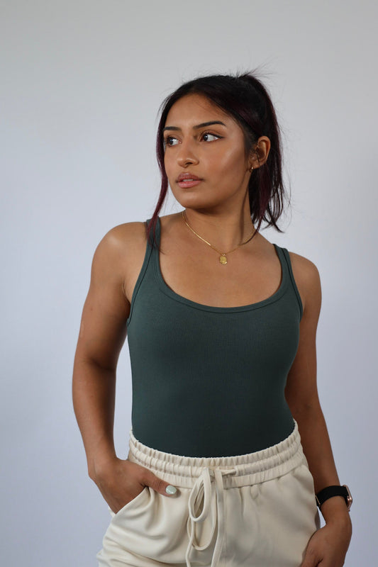 Square Neck Ribbed Bodysuit