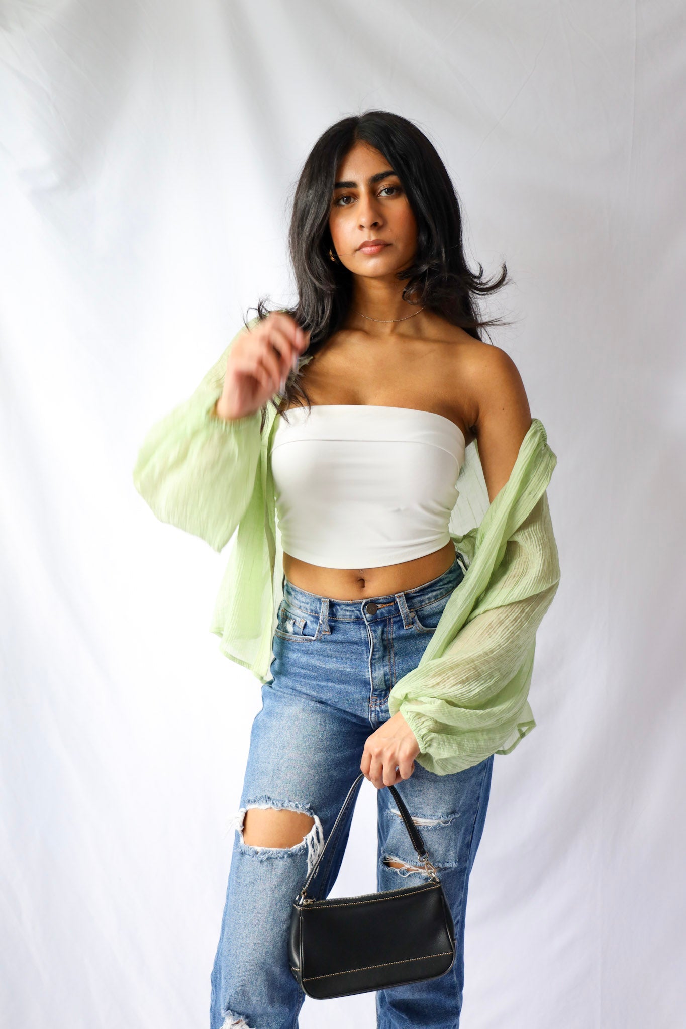 Lime Sheer Button Down