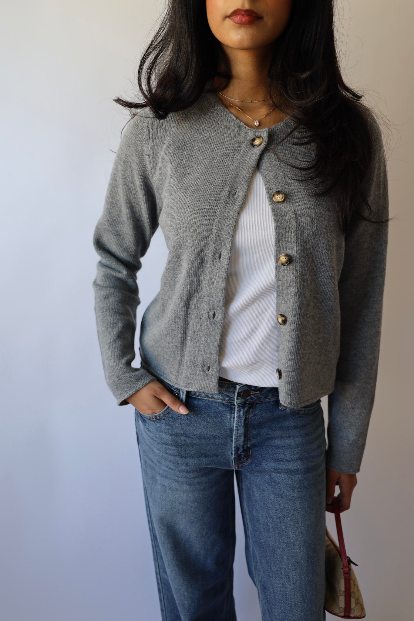 Lightweight Cropped Button Down Cardigan