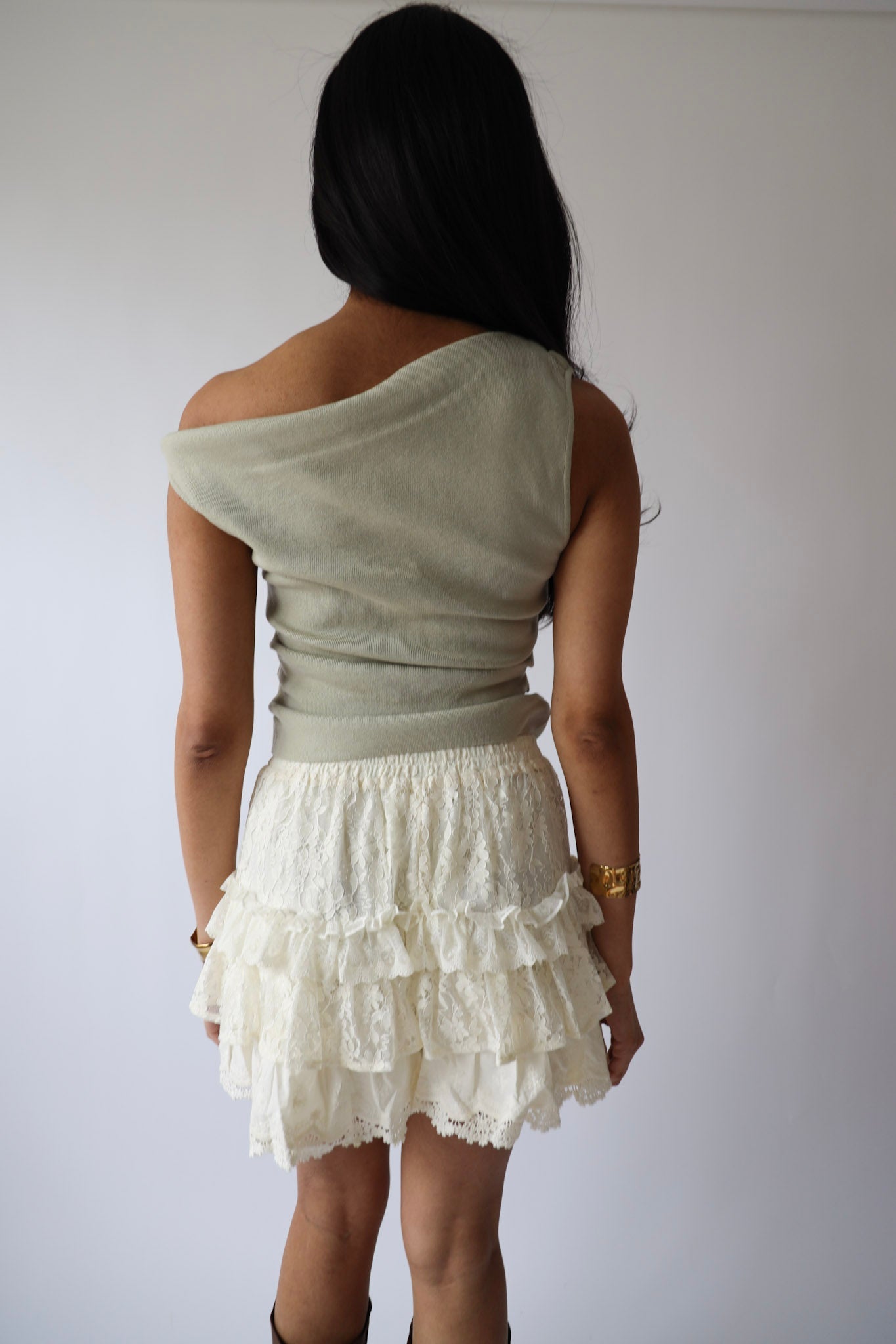 Sage Asymmetrical Neck Sweater Top