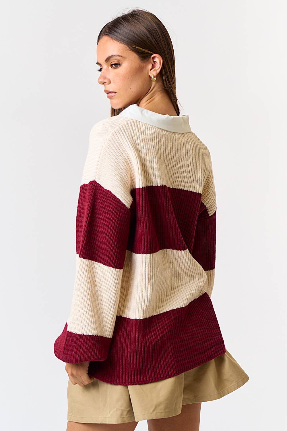 Stripe Rugby Polo Sweater
