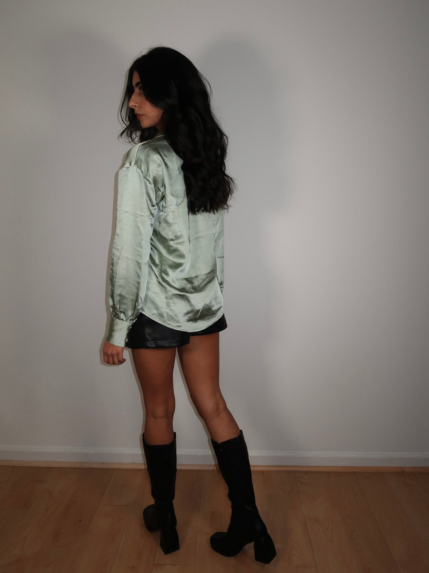 Heavy Satin Collar Blouse *Final Sale*