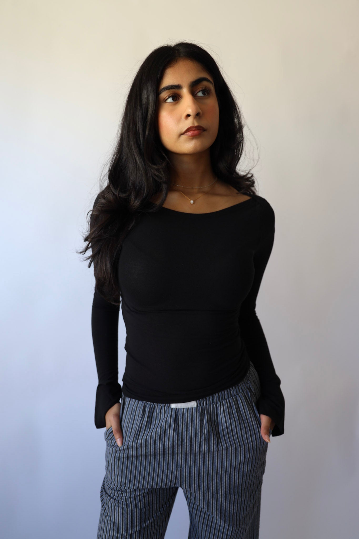 Boat Neck Long Sleeve Top