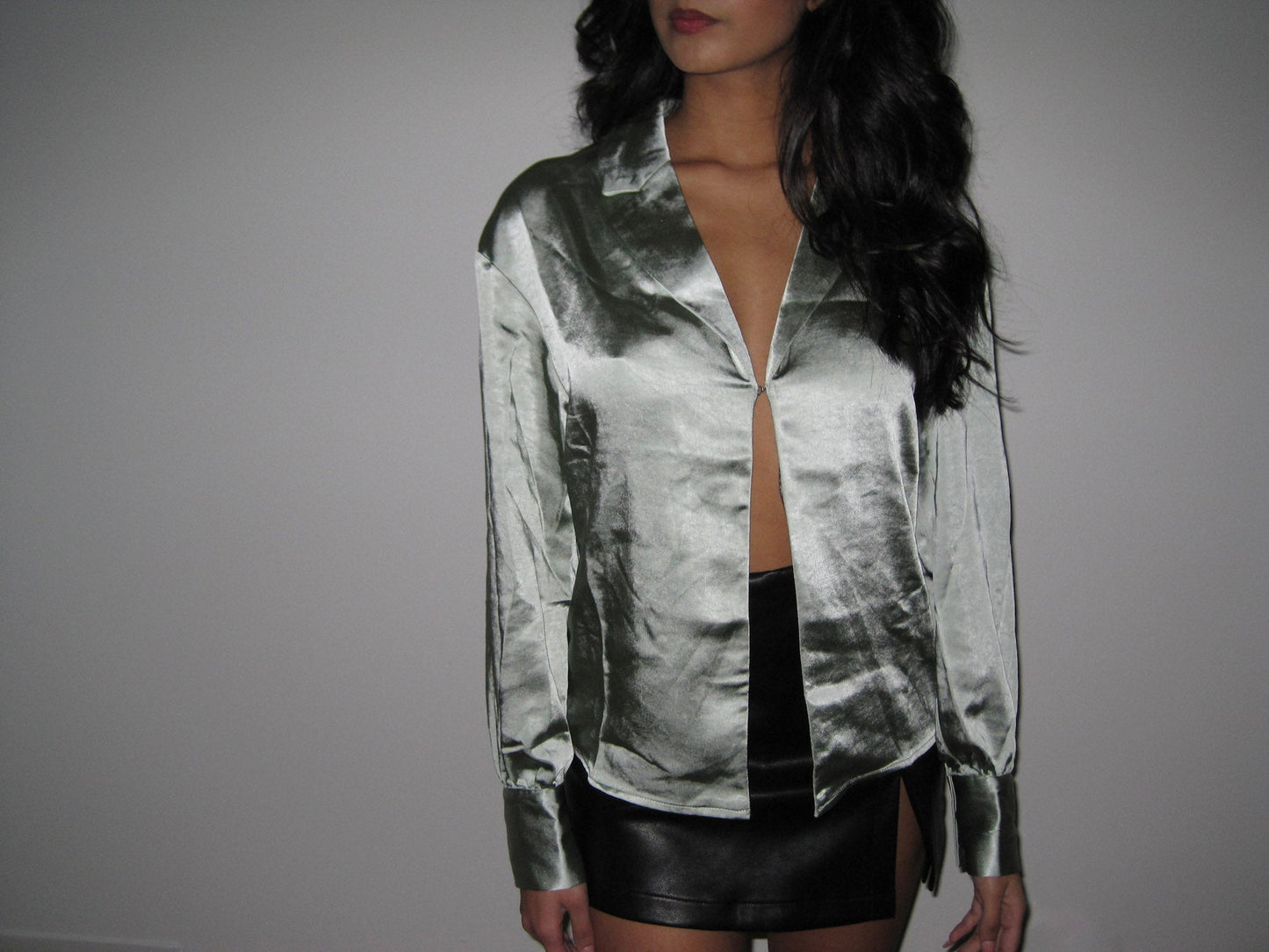 Heavy Satin Collar Blouse *Final Sale*