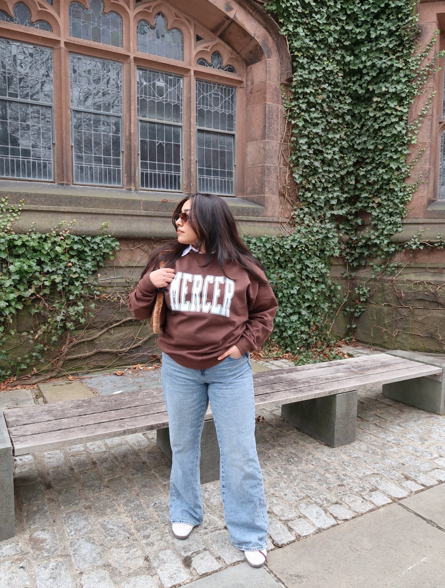 “Mercer” Crewneck Sweatshirt (Brown & White)