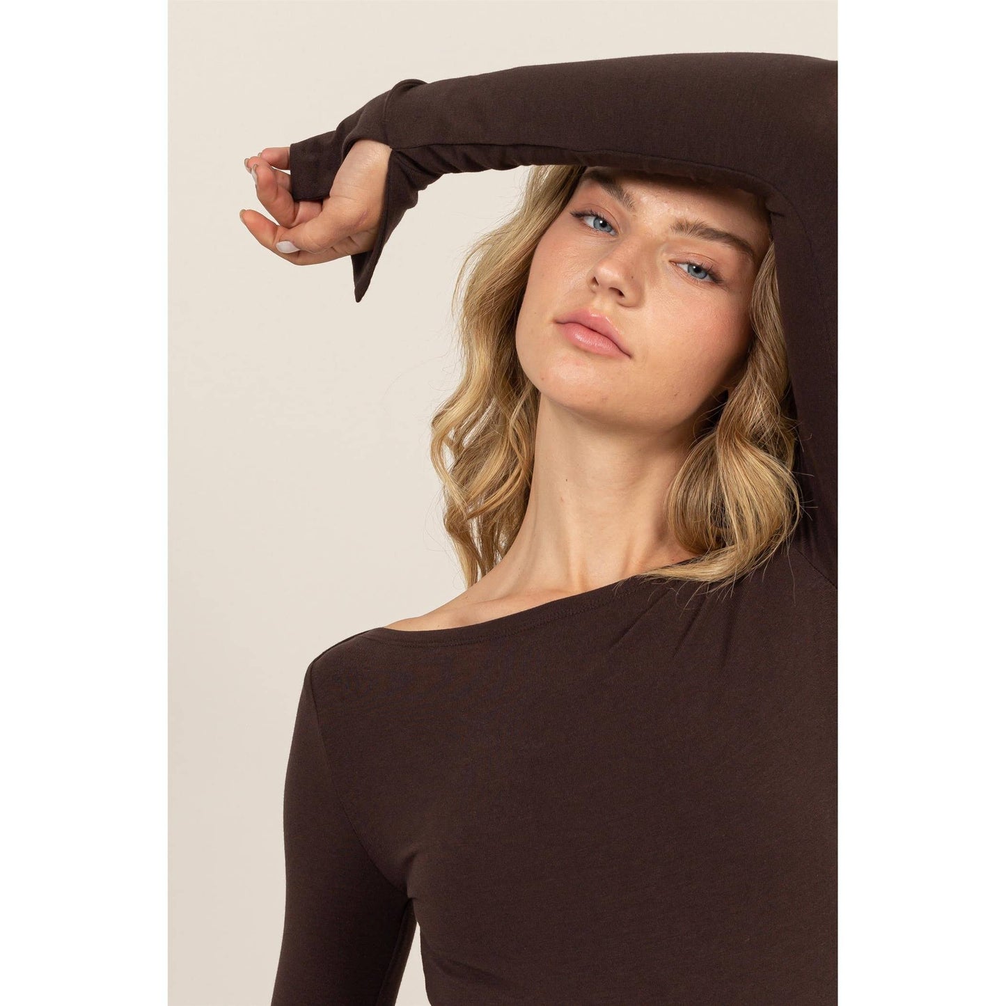 Boat Neck Long Sleeve Top