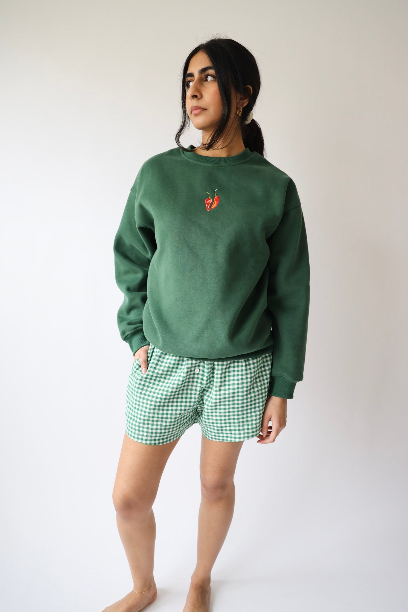 Green Gingham Boxer Shorts