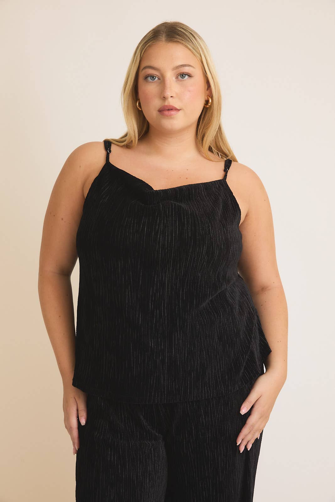 Velvet Cowl Neck Pant Set