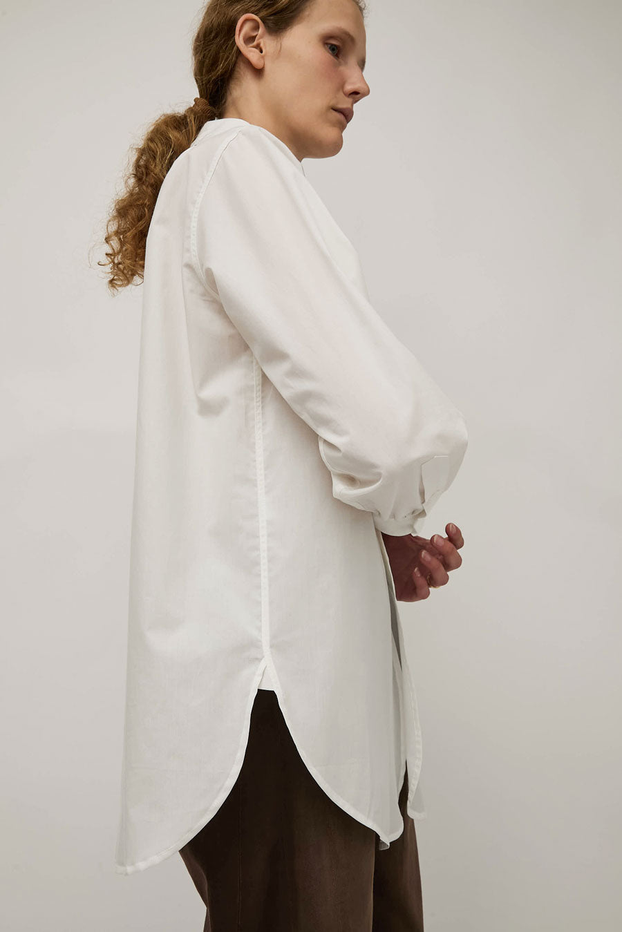 B Sides Louisa Shirt in White Poplin and Tatted Lace