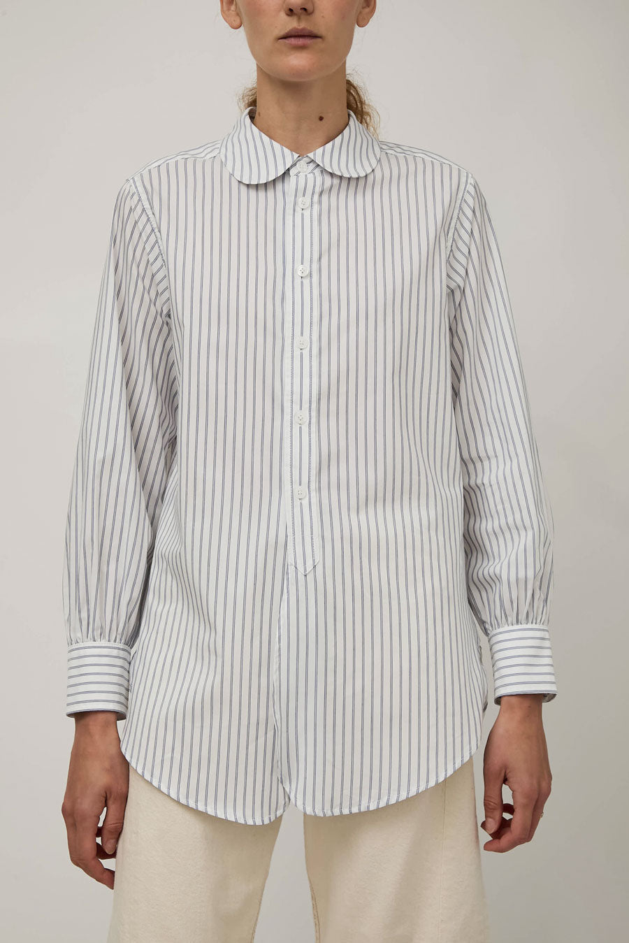 B Sides Louisa Shirt in White and Navy Stripe