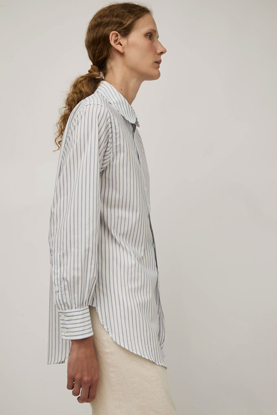 B Sides Louisa Shirt in White and Navy Stripe