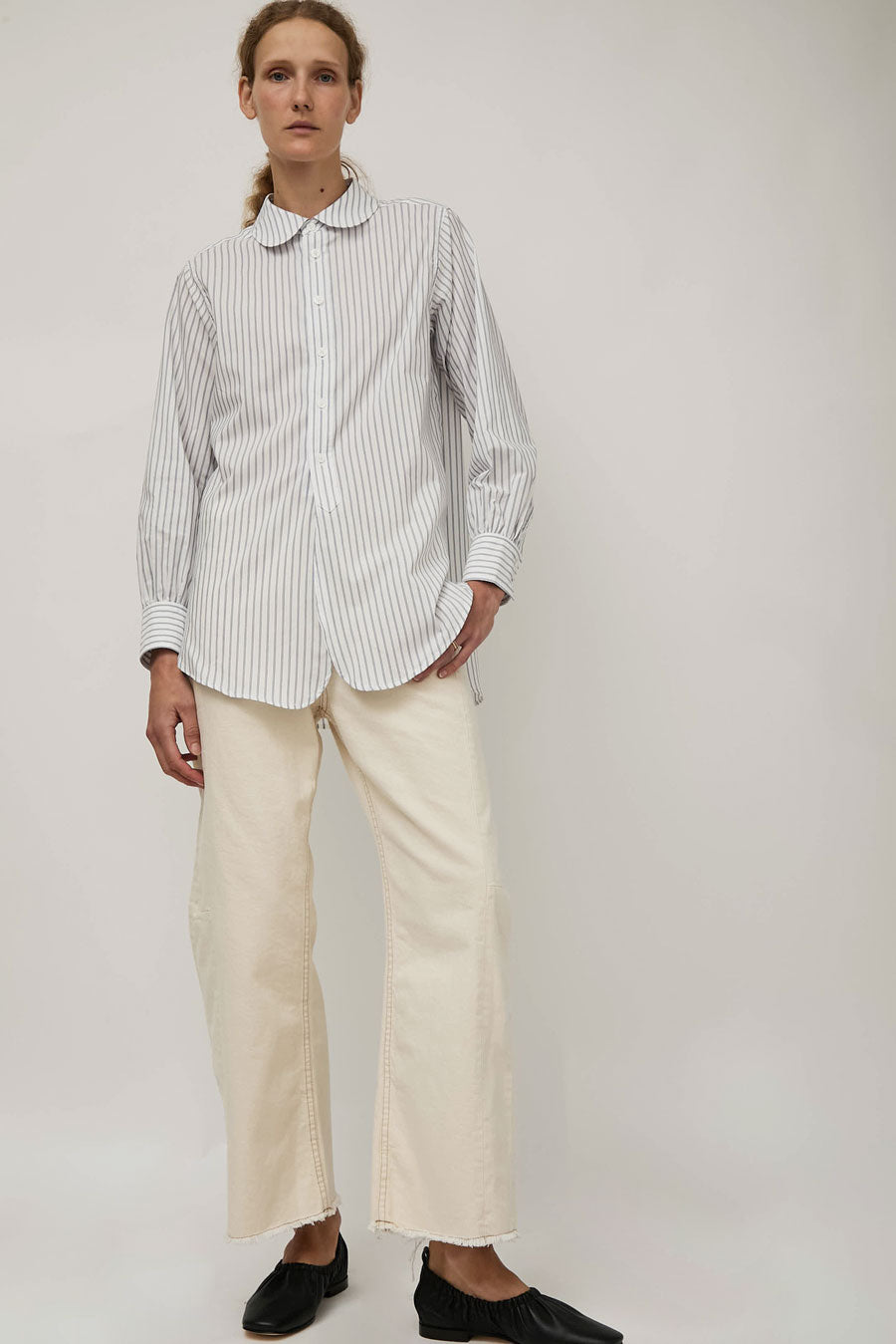 B Sides Louisa Shirt in White and Navy Stripe