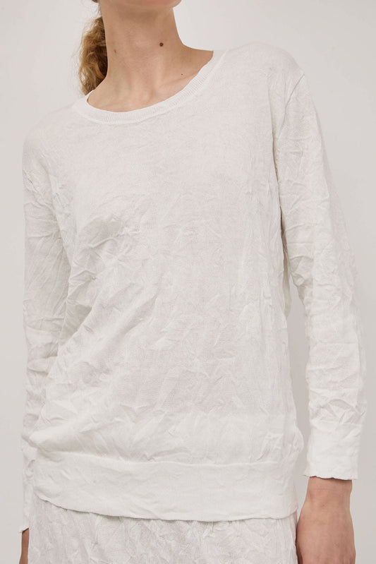 Black Crane Crinkled Summer Knit in White