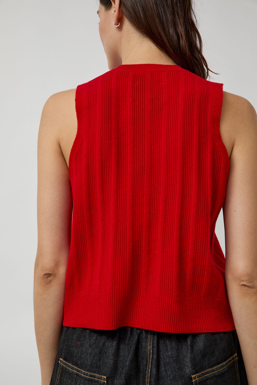 CORDERA Merino Wool Ribbed Waistcoat in Red