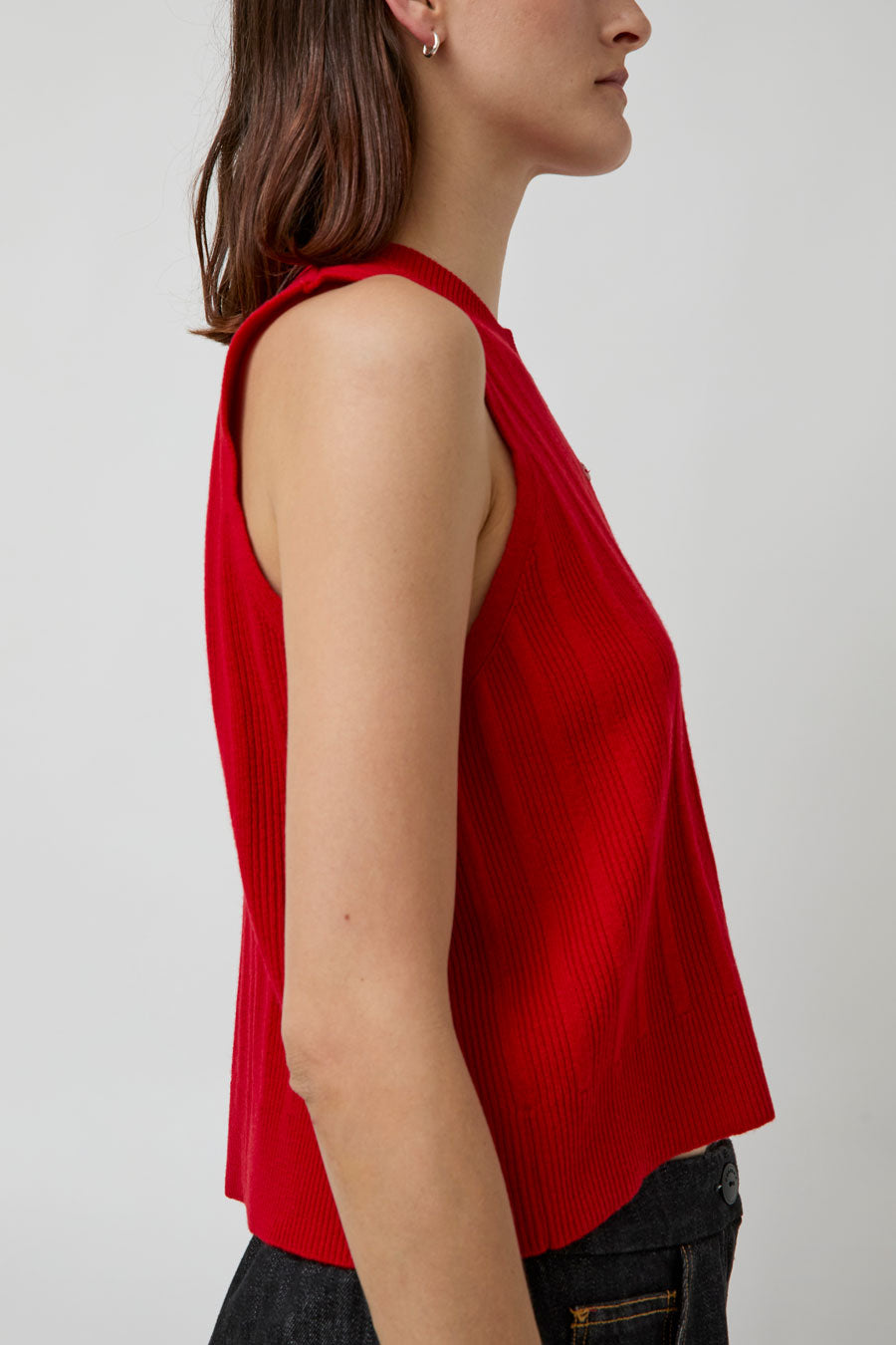 CORDERA Merino Wool Ribbed Waistcoat in Red