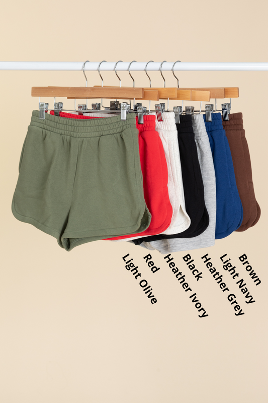 Fleece Elastic Waistband Dolphin Shorts