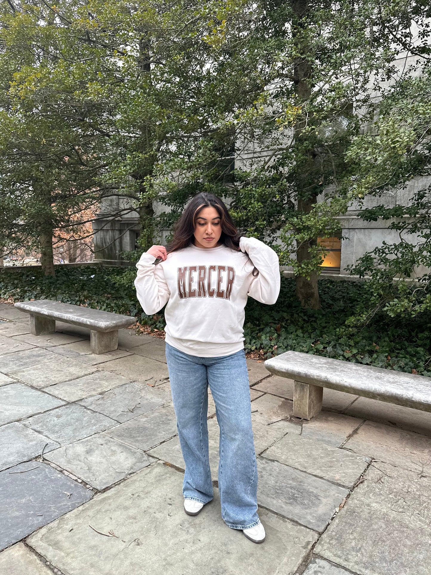 “Mercer” Crewneck Sweatshirt (Cream & Brown)