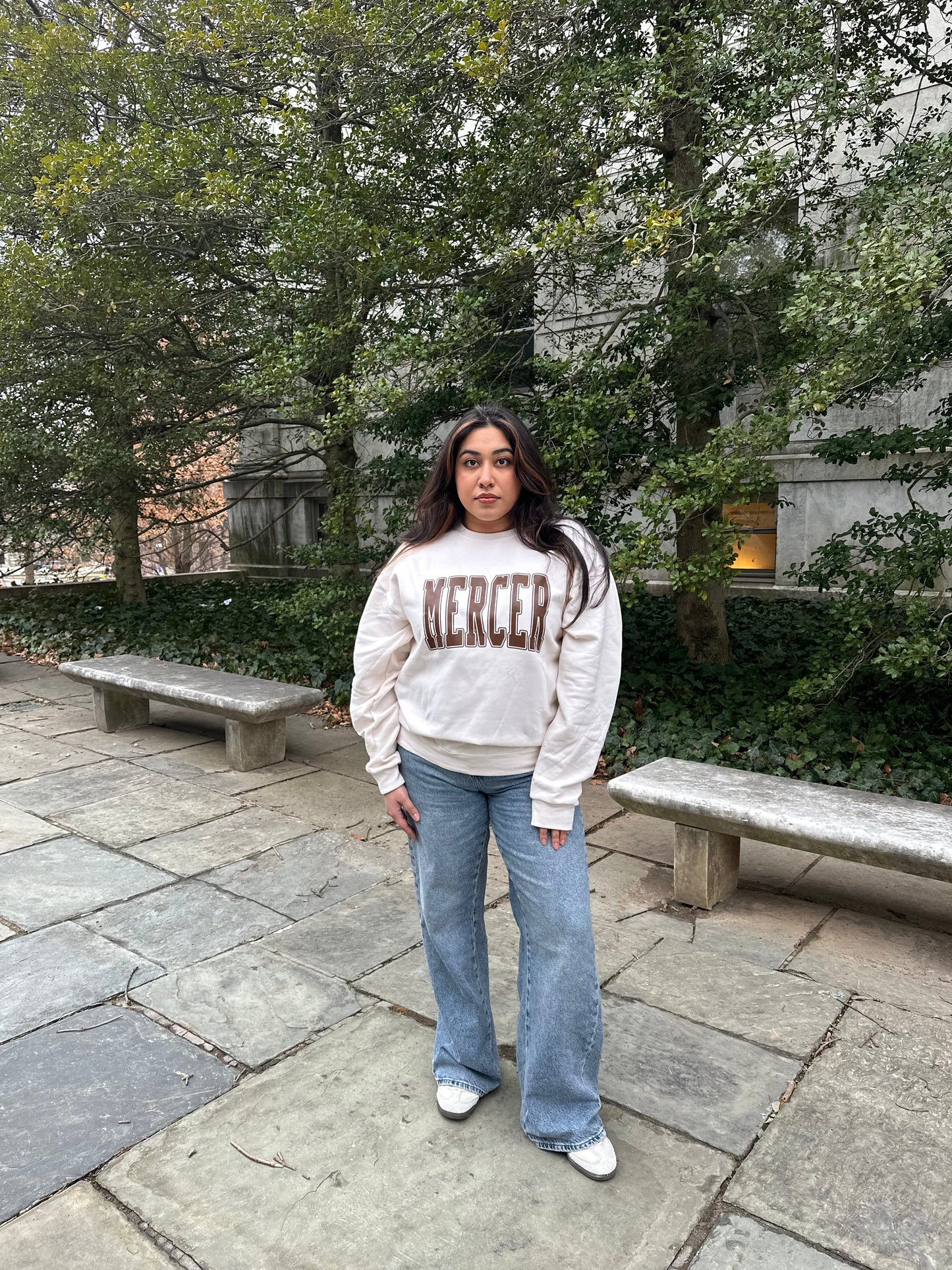 “Mercer” Crewneck Sweatshirt (Cream & Brown)