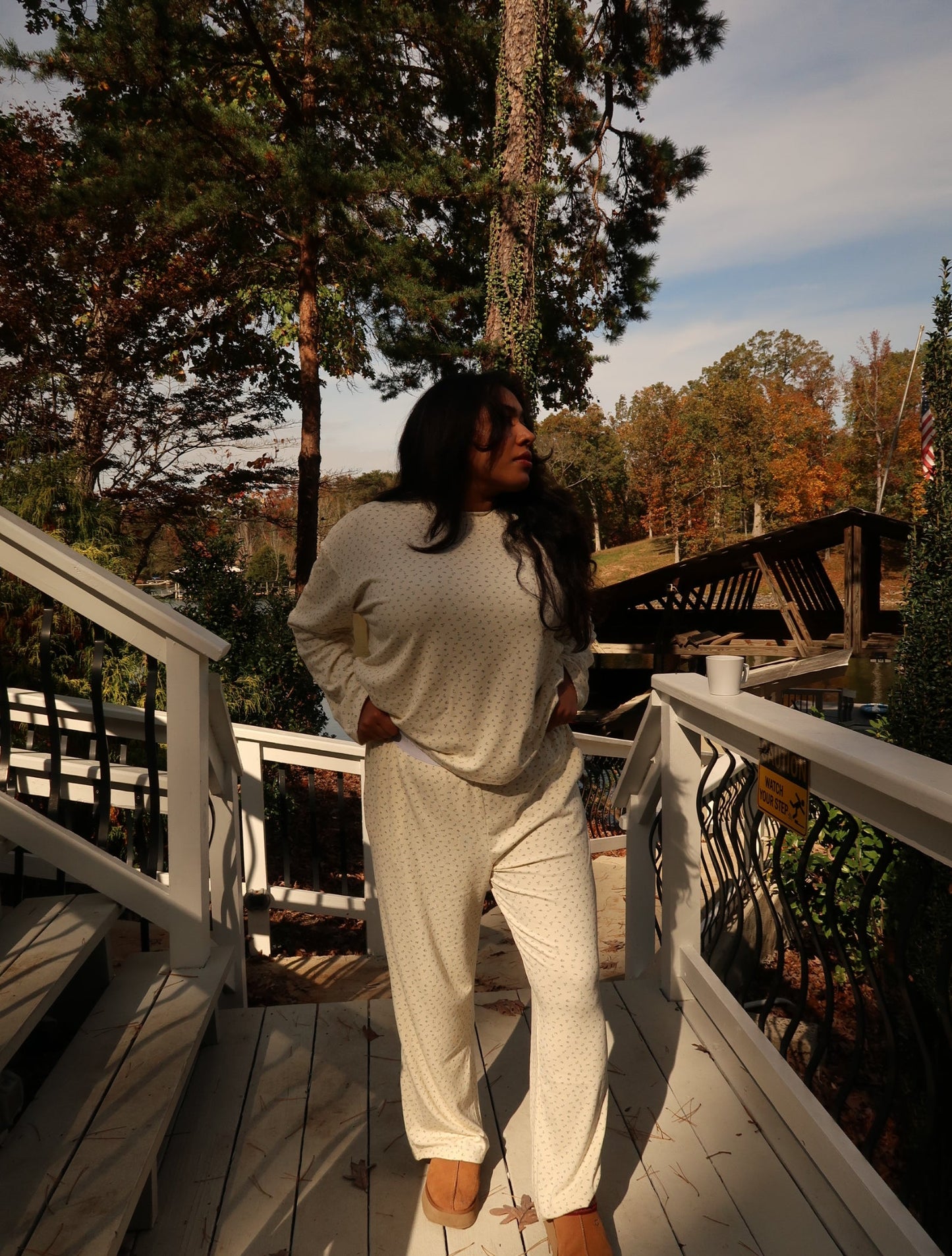 Sunkissed Coconut Butter Yellow Floral Long Sleeve Pajama Top