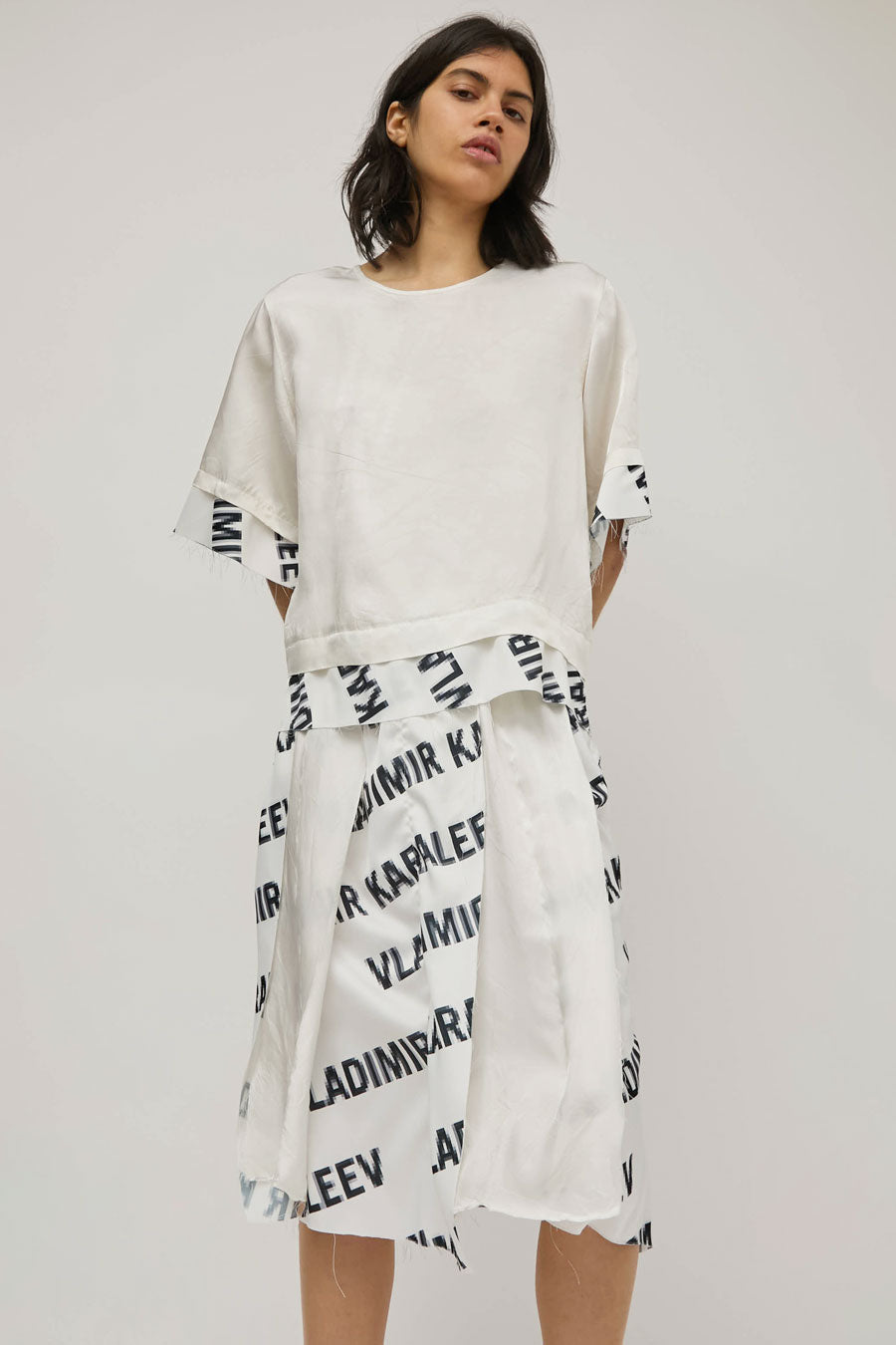 Vladimir Karaleev Layer Tee in Logo Print
