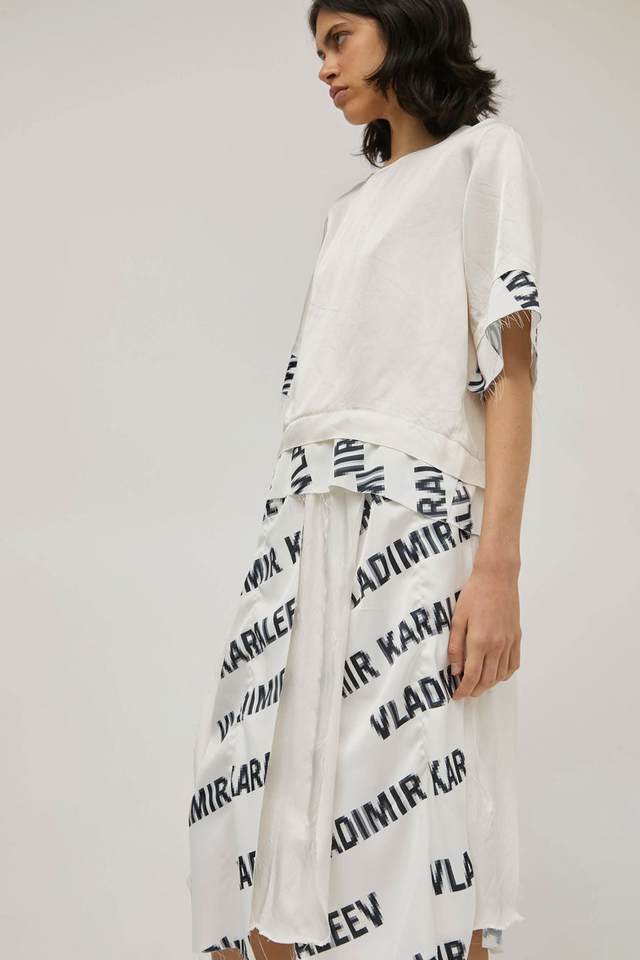 Vladimir Karaleev Layer Tee in Logo Print