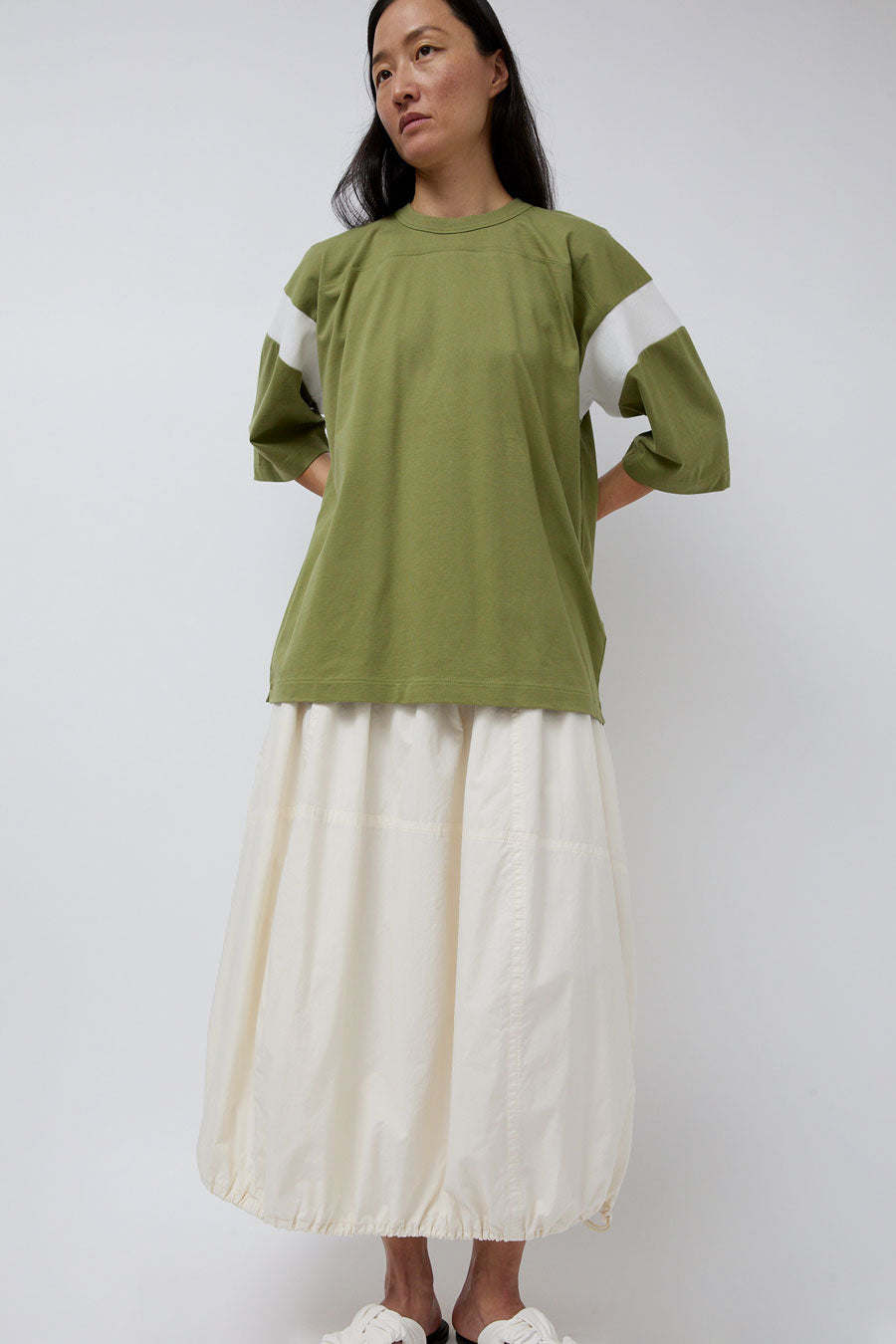 YMC Skate T Shirt in Green and White