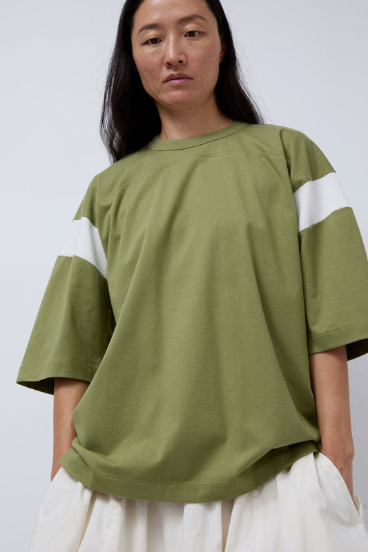 YMC Skate T Shirt in Green and White