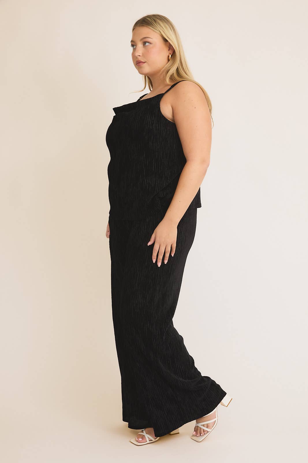 Velvet Cowl Neck Pant Set