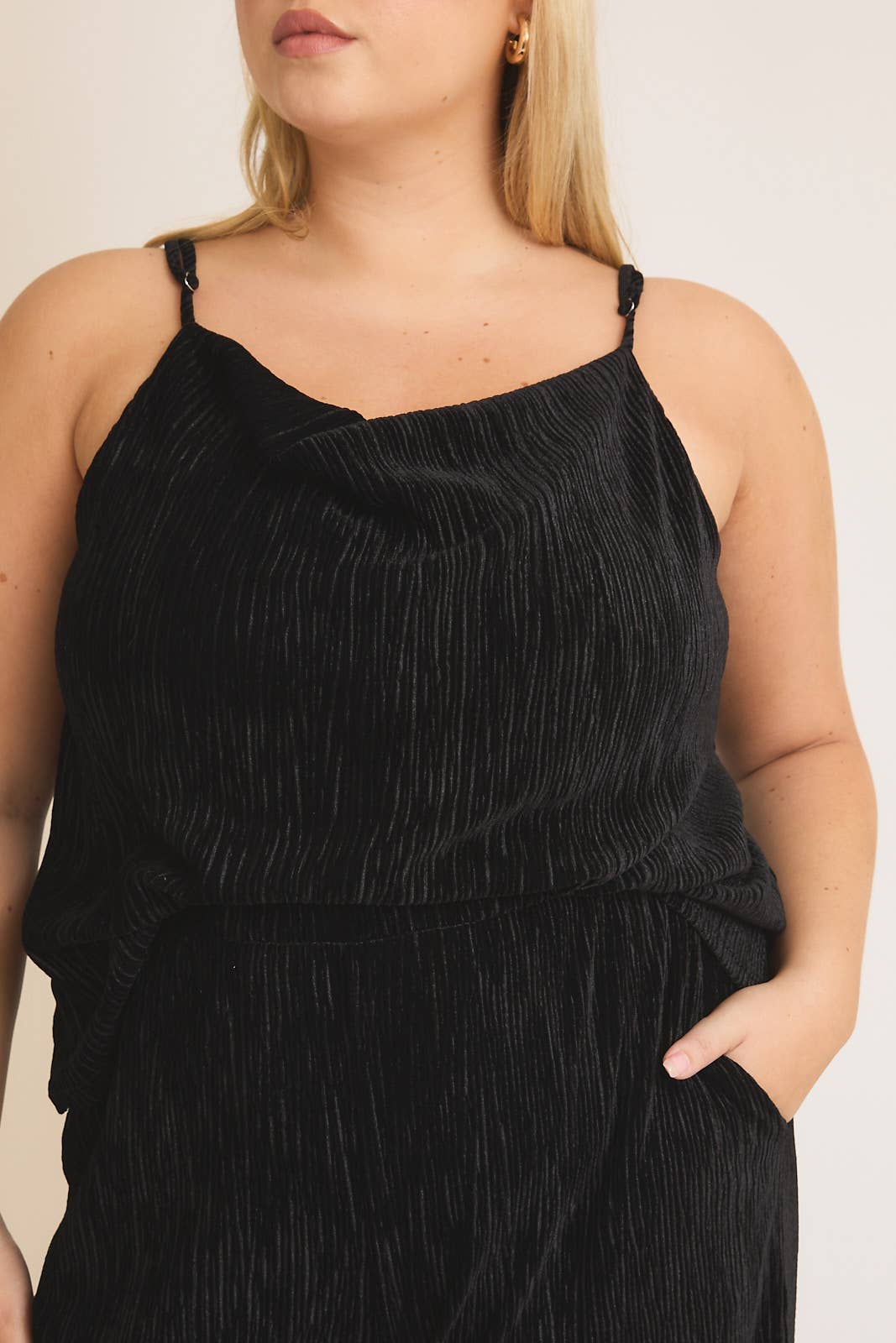 Velvet Cowl Neck Pant Set