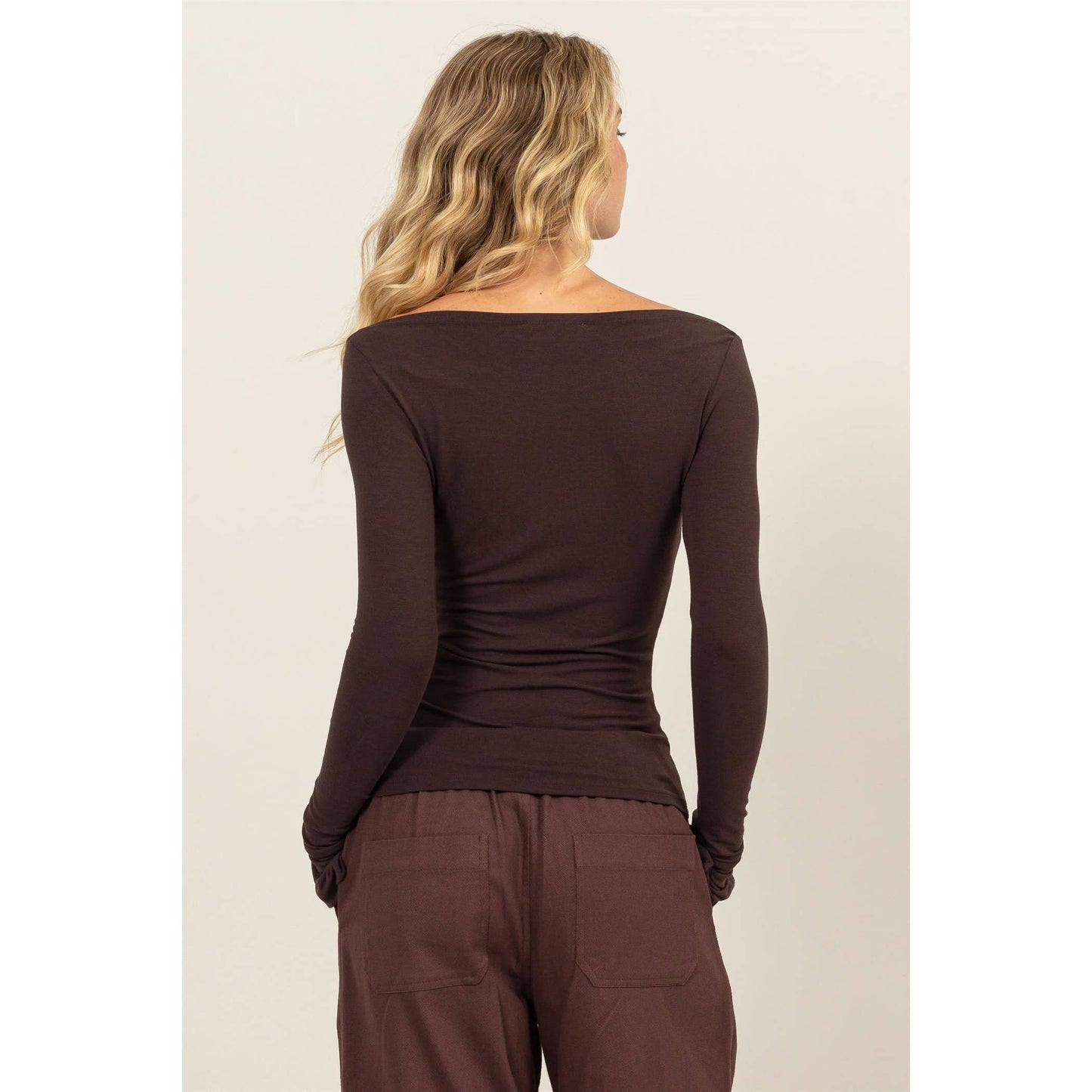 Boat Neck Long Sleeve Top