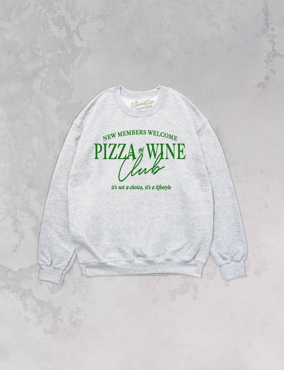 Pizza & Wine Club 90s Oversized Grey Sweatshirt