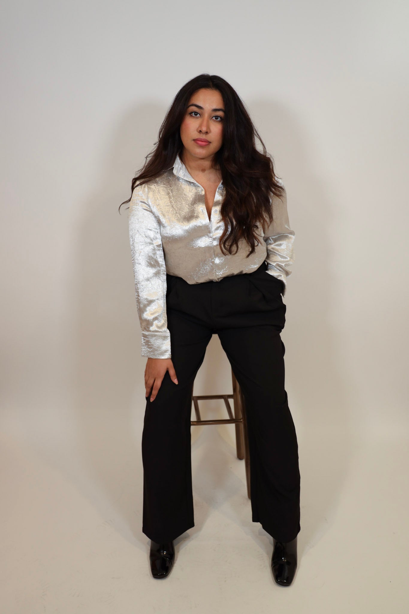 Crushed Metallic Button Down