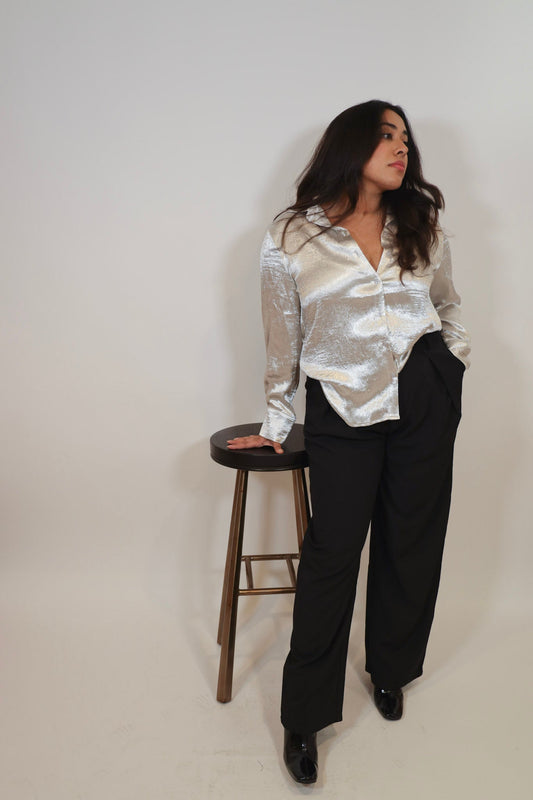 Crushed Metallic Button Down