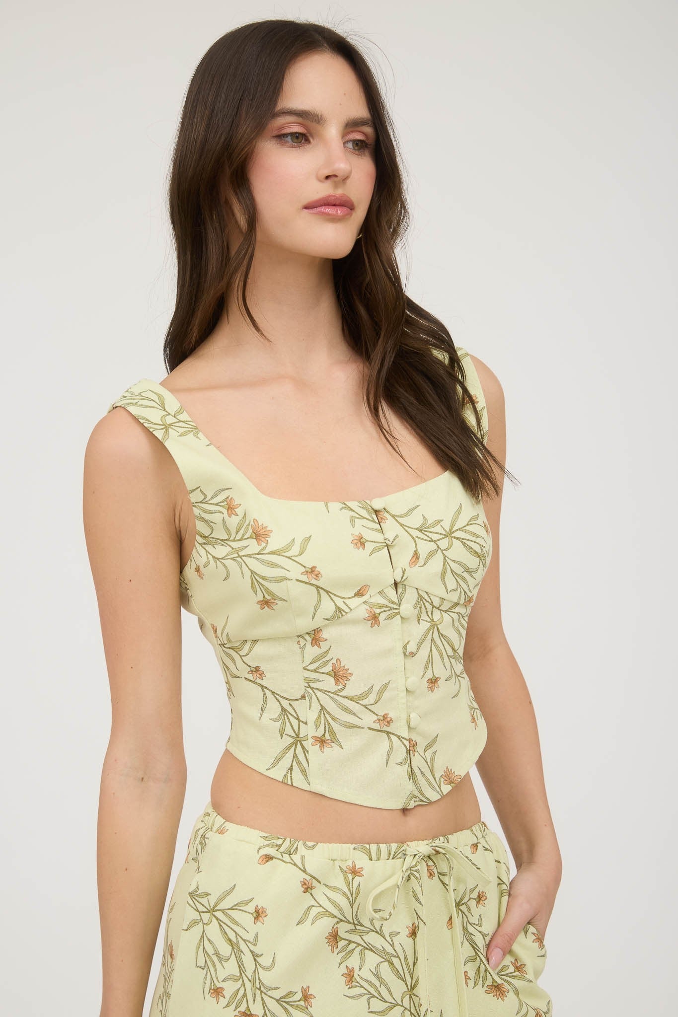 Botanical Button Corset Top ( part of a set )