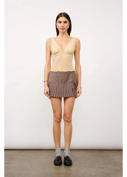 Polka Dot Top + Headscarf - Honey Beige (part of set)