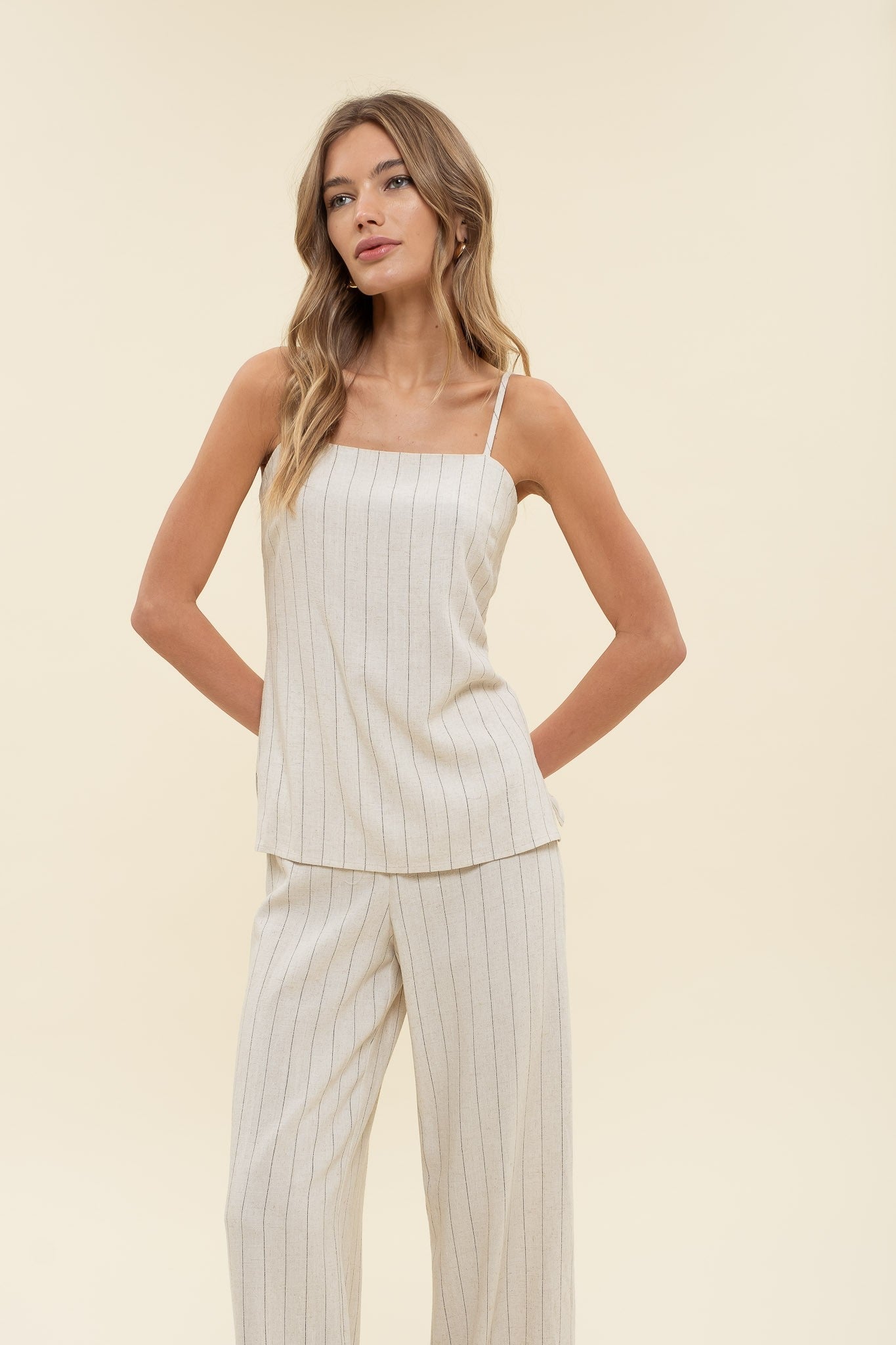 Pinstripe Cami Top – Black & Cream